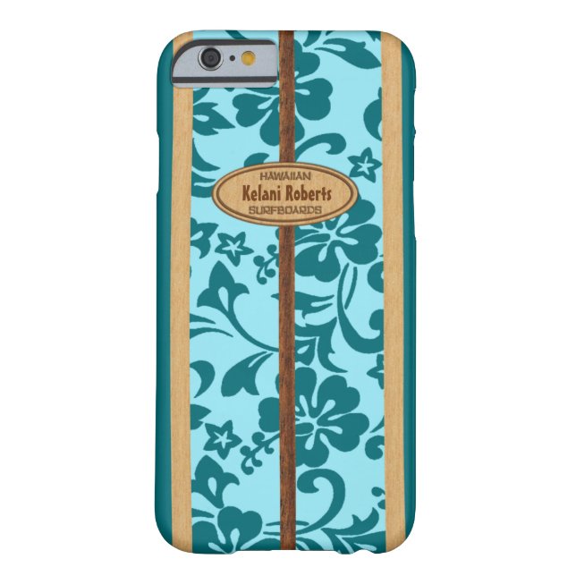 Mokuleia Hawaiian Faux Wood Monogram Surfboard Case-Mate iPhone Case (Achterkant)