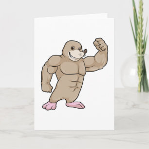 Mol als bodybuilder met grote spieren kaart