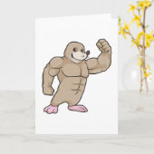 Mol als bodybuilder met grote spieren kaart (Gele Bloem)