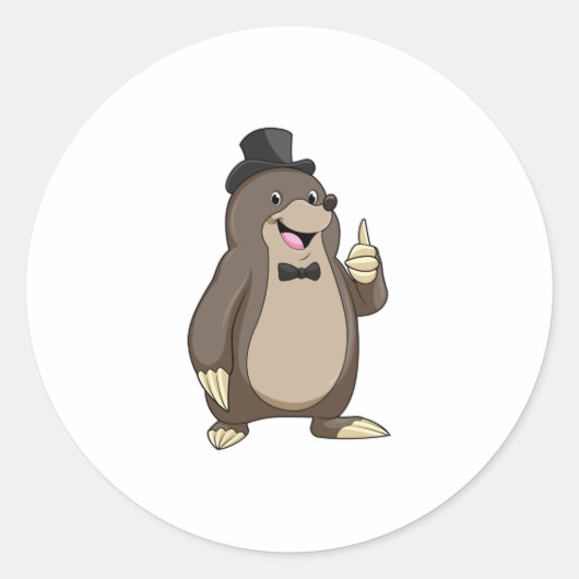 Mol als bruidegom met stropdas ronde sticker (Voorkant)