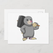 Mol als klusjesman met hamer briefkaart (Voorkant / Achterkant)