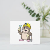 Mol als mijnwerker met schep & diamant briefkaart (Staand voorkant)