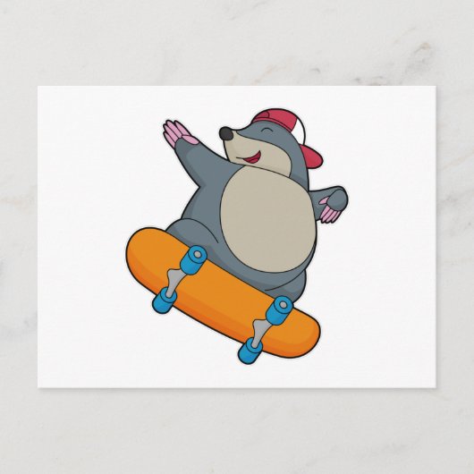 Mol als schaatser met skateboard briefkaart (Voorkant)