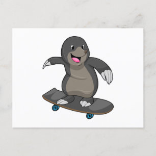 Mol als skater met skateboard briefkaart