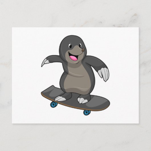 Mol als skater met skateboard briefkaart (Voorkant)