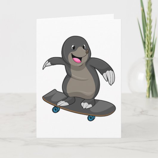 Mol als skater met skateboard kaart (Voorkant)