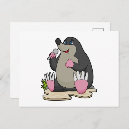 Mol als zanger met microfoon briefkaart (Voorkant / Achterkant)