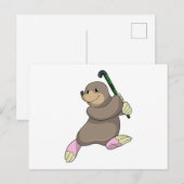 Mol bij hockey met hockeystick briefkaart (Voorkant / Achterkant)