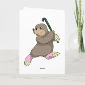 Mol bij hockey met hockeystick kaart (Achterkant)