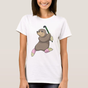 Mol bij hockey met hockeystick t-shirt