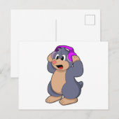 Mol bij muziek met hoofdtelefoon briefkaart (Voorkant / Achterkant)