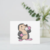 Mol met kopje koffie en schotel briefkaart (Staand voorkant)