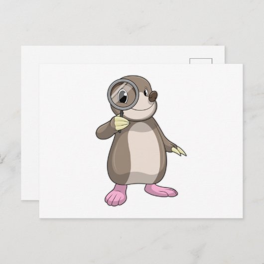 Mol met vergrootglas briefkaart (Voorkant / Achterkant)