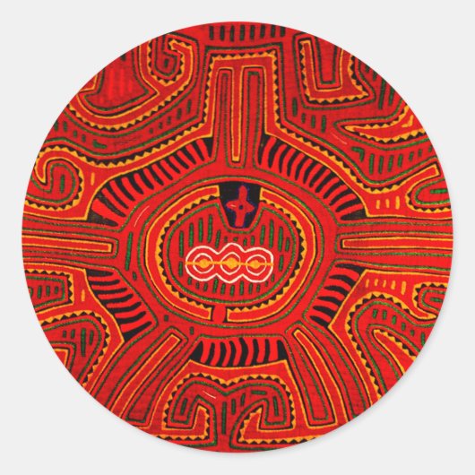 Mola-ontwerp door San Blas-indianen Ronde Sticker (Voorkant)