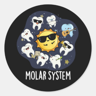 Molaar Systeem Grappige Tandheelkundige Astronomie Ronde Sticker