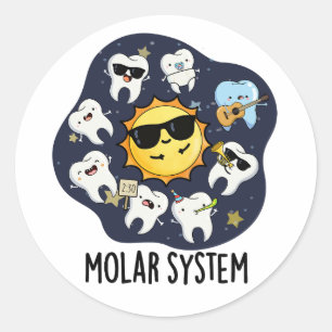 Molair systeem Grappige Dental Astronomy woordspel Ronde Sticker