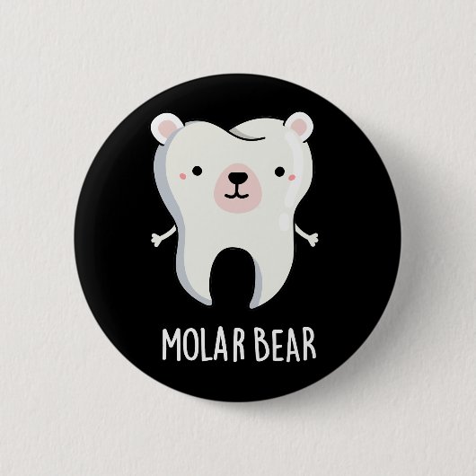Molar Beer Funny Tooth Pun Dark BG Ronde Button 5,7 Cm (Voorkant)