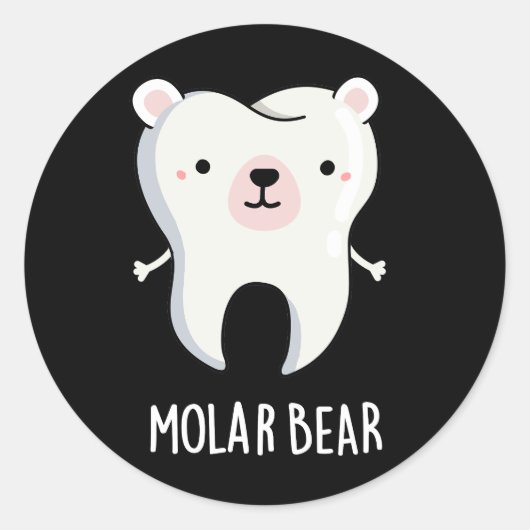 Molar Beer Funny Tooth Pun Dark BG Ronde Sticker (Voorkant)