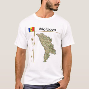 Moldavie Carte + Indicateur + Titre T-shirt