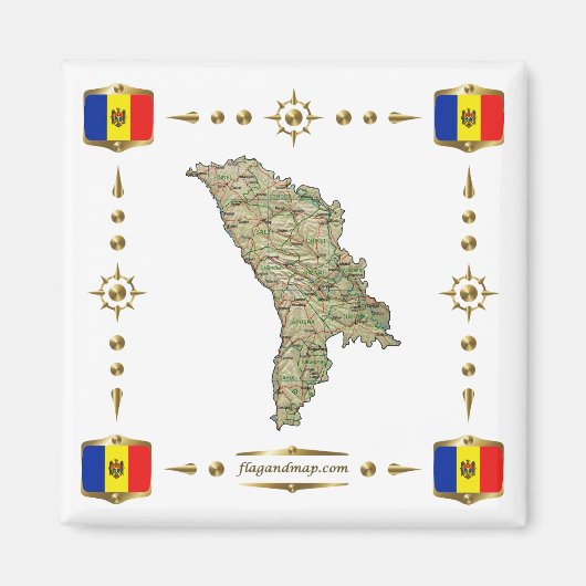 Moldavie Carte + Indicateurs Magnet (Devant)
