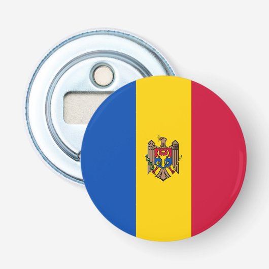 Moldavië-vlag Button Flesopener (Voorkant)