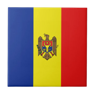 Moldavië - Vlag keramische tegel Tegeltje