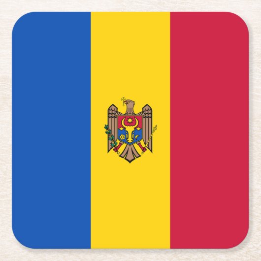 Moldavië-vlag Vierkante Kartonnen Onderzetter (Voorkant)