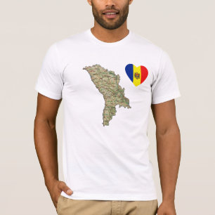 Moldavië - Vlaggenkop en kaart T-Shirt