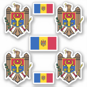 Moldavisch wapen en Moldavische vlag Sticker
