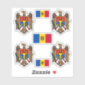 Moldavisch wapen en Moldavische vlag Sticker (Vel)