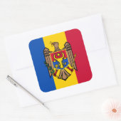 Moldavische vlag & wapen, vlag van Moldavië Vierkante Sticker (Envelop)