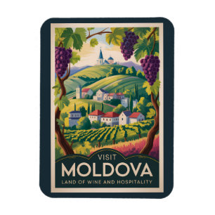 Moldova Wijnhuis Illustratie Reis Kunst Vintage Magneet