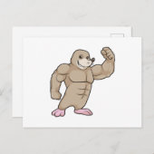 Mole als Bodybuilder met grote spieren Briefkaart (Voorkant / Achterkant)