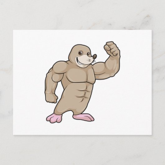 Mole als Bodybuilder met grote spieren Briefkaart (Voorkant)