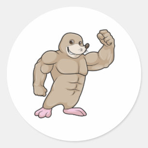 Mole als Bodybuilder met grote spieren Ronde Sticker