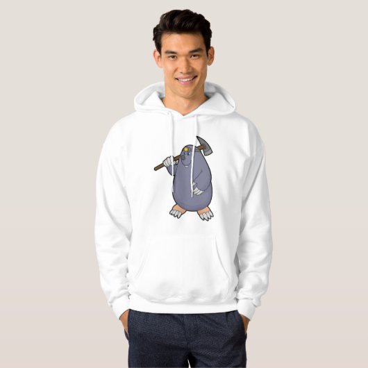 Mole als boer met Pickaxe & Spotlight Hoodie (Voorkant volledig)