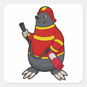 Mole als brandblusmiddel met brandblusapparaat vierkante sticker
