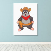 Mole als Cowboy Canvas Afdruk (Insitu (Houten vloer))