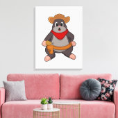 Mole als Cowboy Canvas Afdruk (Insitu (Woonkamer))