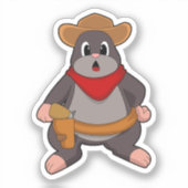 Mole als Cowboy Sticker (Voorkant)
