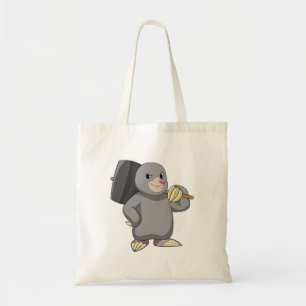 Mole als Handyman met Hammer Tote Bag