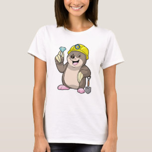 Mole als Miner met Shovel & Diamond T-shirt