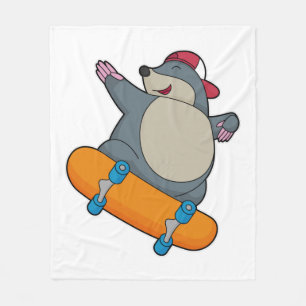 Mole als Skater met skateboard Fleece Deken