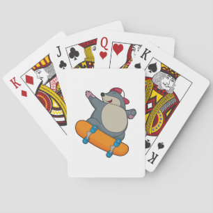 Mole als Skater met skateboard Pokerkaarten