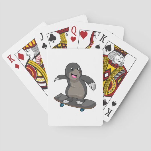 Mole als Skater met skateboard Pokerkaarten (Achterkant)