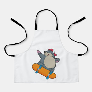 Mole als Skater met skateboard Schort