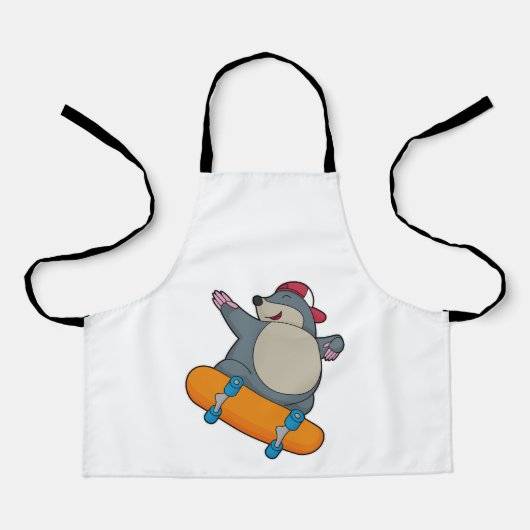 Mole als Skater met skateboard Schort (Voorkant)