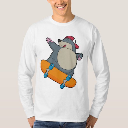 Mole als Skater met skateboard T-shirt (Voorkant)