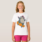 Mole als Skater met skateboard T-shirt (Voorkant volledig)