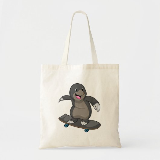 Mole als Skater met skateboard Tote Bag (Voorkant)